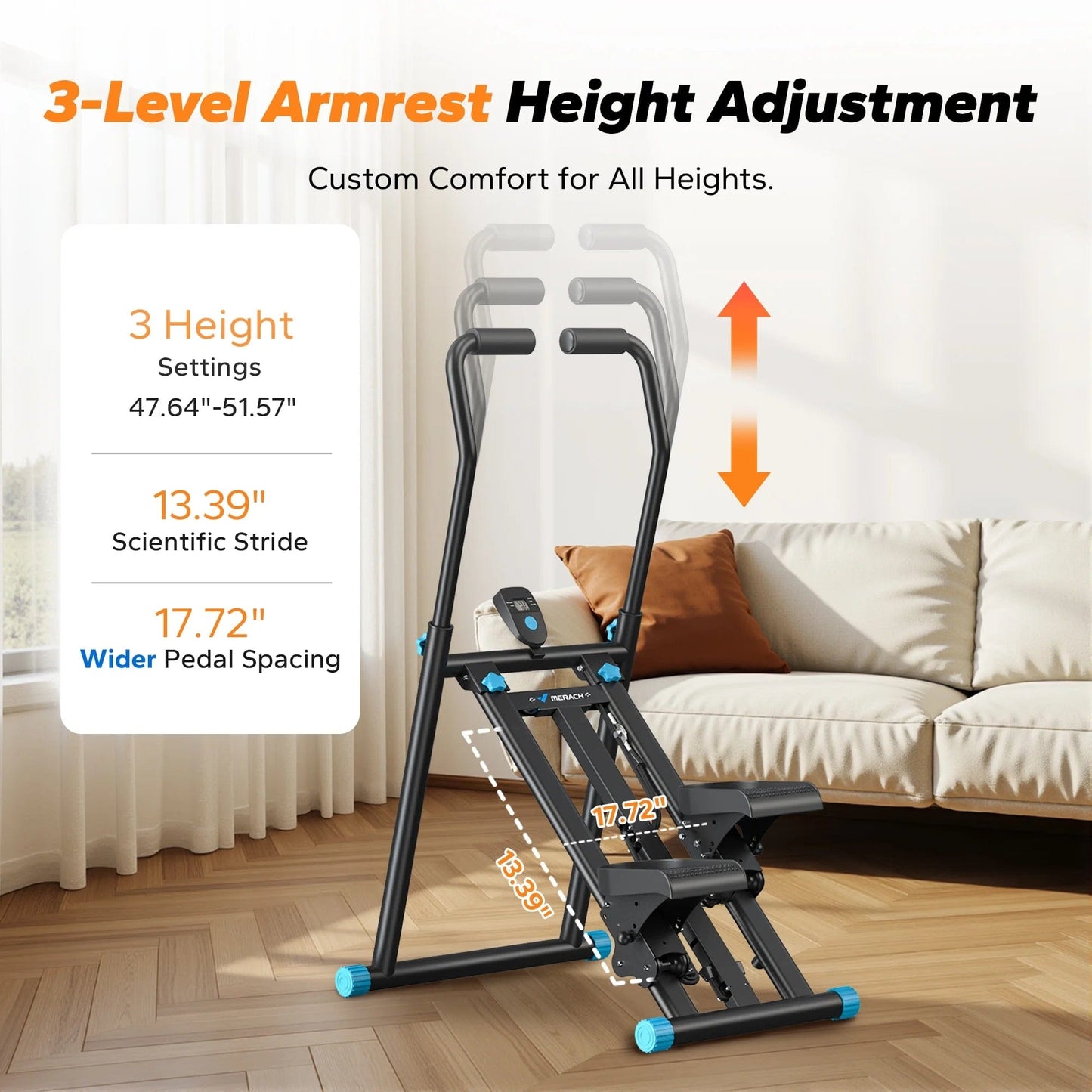 Stair Stepper Exercise Machine, 3 Levels Resistance Adjustable Climber, Compact Foldable Full-Body Workout Stepper Home Cardio Exercise Equipment