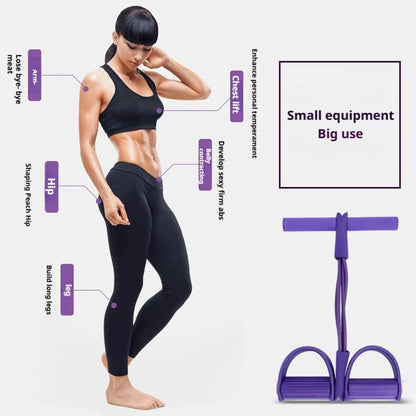 Fitness Resistance Bands-4 Tube Pedal Ankle Puller - Sit up Leg Stretch Rope Exercise Bands , Stretching Workout Fitness Bands