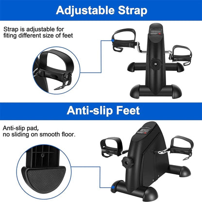 Eotvia under Desk Bike Pedal Exerciser, Mini Exercise Bike Portable Peddler with Digital Display, Black Leg/Arm Exercise Bike Foot Cycle with Adjustable Resistance/Non-Slip Pedals for Home Office