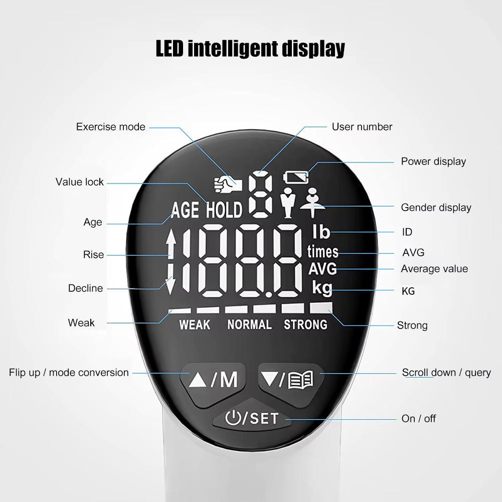 LED Digital Electronic Hand Grip Power Strength Trainer Tester