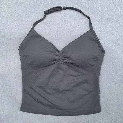 2 Pieces Women Yoga Set Seamless Adjustable Strappy Tank Top Scrunch Sports Shorts Gym Clothes Woman Summer Workout Outfits
