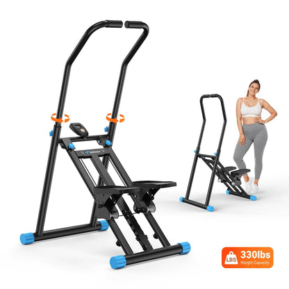 Stair Stepper Exercise Machine, 3 Levels Resistance Adjustable Climber, Compact Foldable Full-Body Workout Stepper Home Cardio Exercise Equipment