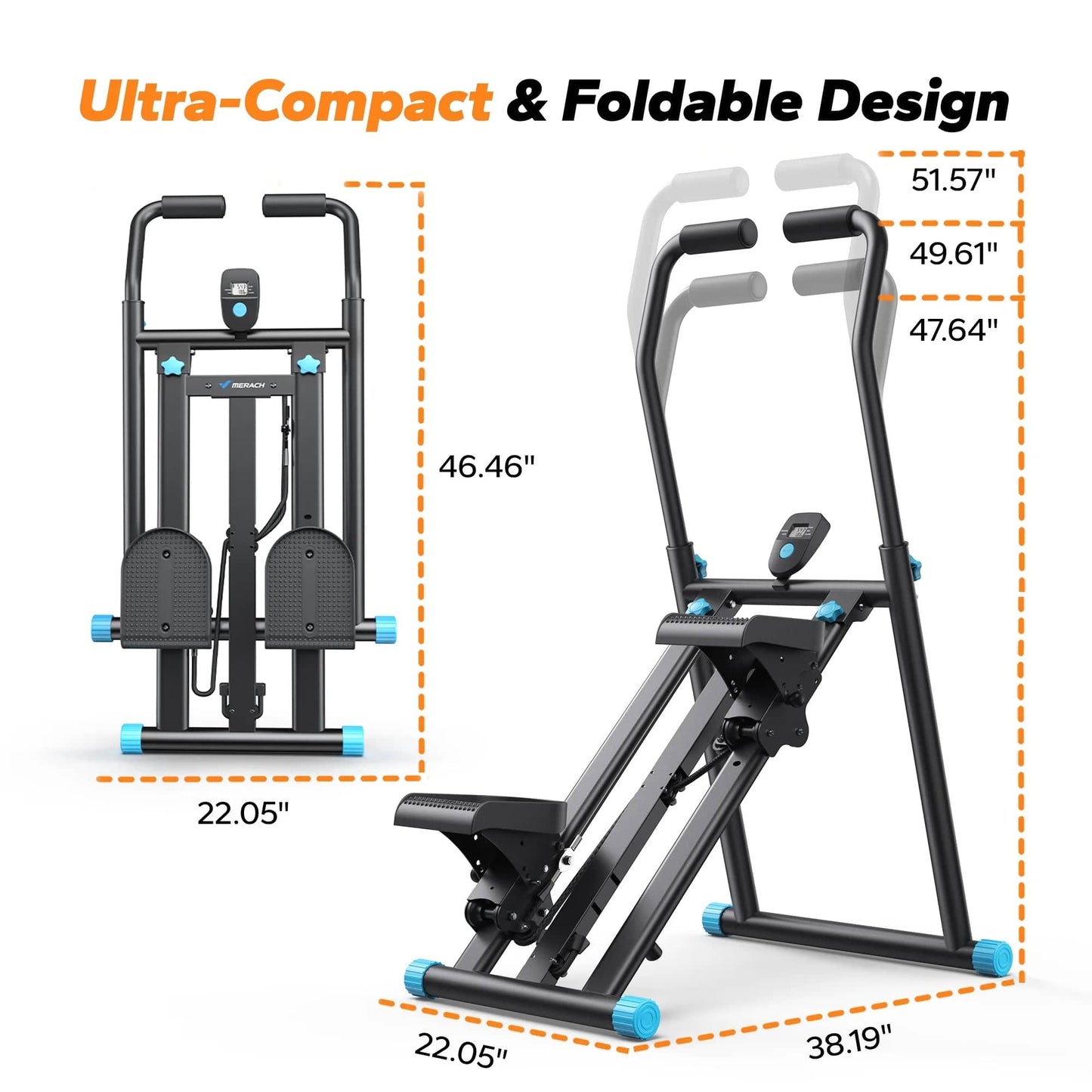Stair Stepper Exercise Machine, 3 Levels Resistance Adjustable Climber, Compact Foldable Full-Body Workout Stepper Home Cardio Exercise Equipment