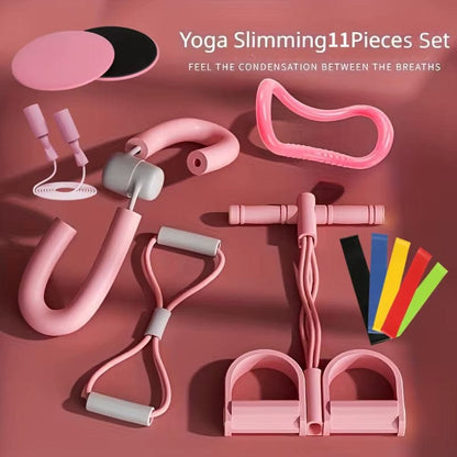 Gym Tension Belt, Yoga Fitness 4-11-Piece Set, Foot Pedal Tensioner, Leg Beauty Device, Yoga Ring, Eight-Figure Tensioner